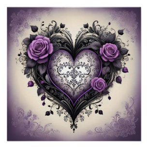 Gotisch hart, Rozen en filigraan 🖤  ontwerp Perfect Poster