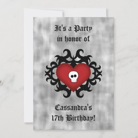 Gotisch hart verjaardagsfeestje kaart (Voorkant)