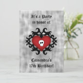 Gotisch hart verjaardagsfeestje kaart (Staand voorkant)