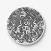 Gotisch historisch schilderij dat in de hel valt papieren bordje (Voorkant)