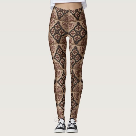 Gotisch houtsnijwerkpatroon (5) leggings (Voorkant)
