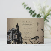  Gotisch Huis Bruiloft Save the Date (Staand voorkant)