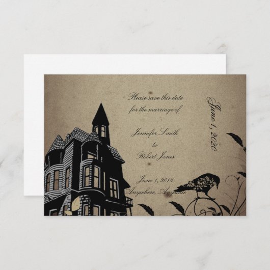  Gotisch Huis Bruiloft Save the Date (Voorkant / Achterkant)