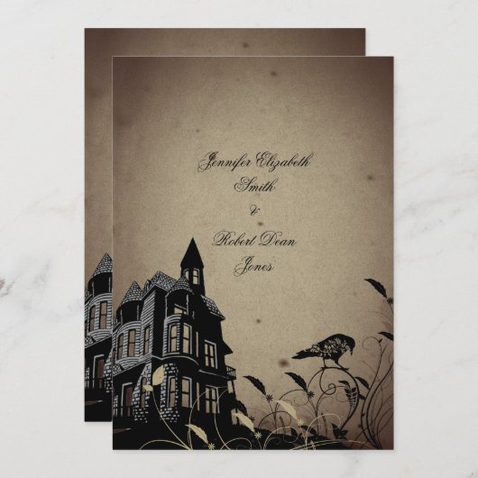 Gotisch Huis Huwelijksuitnodiging Kaart (Voorkant / Achterkant)