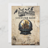 Gotisch Huis in Sneeuw Wereldbol Halloween Kostuum Kaart (Voorkant)