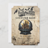 Gotisch Huis in Sneeuw Wereldbol Halloween Kostuum Kaart (Voorkant)