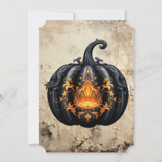 Gotisch Huis in Sneeuw Wereldbol Halloween Kostuum Kaart (Achterkant)