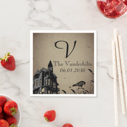  Gotisch Huis Monogram Bruiloft Servet (Insitu)