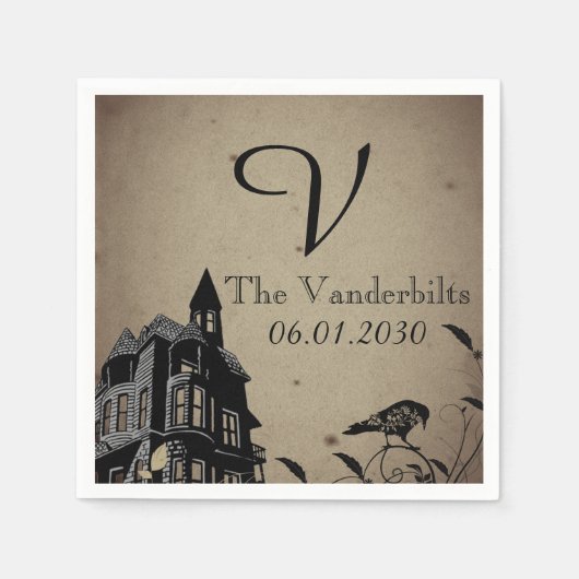 Gotisch Huis Monogram Bruiloft Servet (Voorkant)