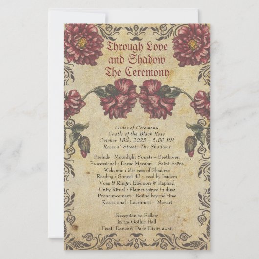 Gotisch Huwelijksprogramma met Oud Papier en Donke (Voorkant)