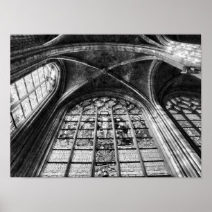 Gotisch interieur van kerk poster