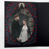 Gotisch Kasteel Bloemen Halloween Bruiloft Drieluik Uitnodiging (Binnenzijde eerst)