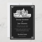 Gotisch Kasteel Hand getrokken Border Black Weddin Kaart (Voorkant)