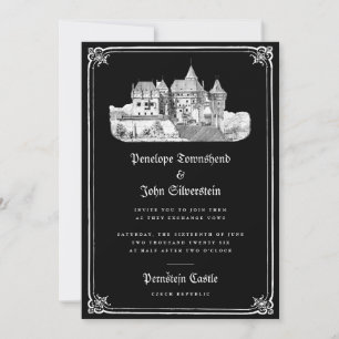 Gotisch Kasteel Hand getrokken Border Black Weddin Kaart