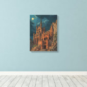 Gotisch kasteel op een Cliff Wall Art Canvas Afdruk (Insitu (Houten vloer))