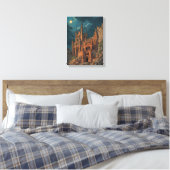 Gotisch kasteel op een Cliff Wall Art Canvas Afdruk (Insitu (Slaapkamer))