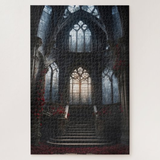 Gotisch kasteel trappenhuis legpuzzel (Verticaal)