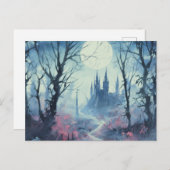 Gotisch kasteel Volle Maan Bos Halloween Feestdagenkaart (Voorkant / Achterkant)