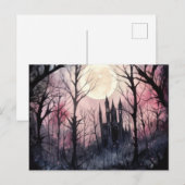 Gotisch kasteel Volle Maan Bos Halloween Feestdagenkaart (Voorkant / Achterkant)