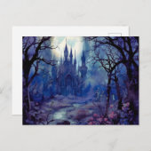 Gotisch Kasteel Volle Maan in het bos Halloween Feestdagenkaart (Voorkant / Achterkant)