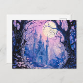 Gotisch Kasteel Volle Maan in het bos Halloween Feestdagenkaart (Voorkant / Achterkant)