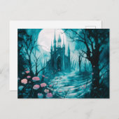 Gotisch Kasteel Volle Maan in het bos Halloween Feestdagenkaart (Voorkant / Achterkant)