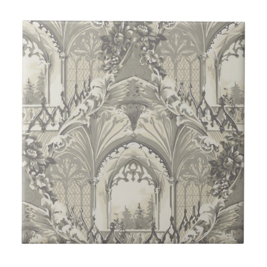  gotisch kasteelpatroon tegeltje (Voorkant)