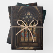 Gotisch kathedraalraam decoupagepapier – Donker Me Inpakpapier Vel (In situ)
