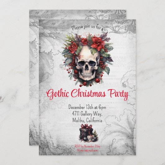 Gotisch Kerstfeest Kaart (Voorkant / Achterkant)