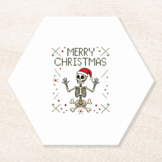 Gotisch Kerstmis Lelijk Schedel Rock Kerst T-Shirt Kartonnen Onderzetters