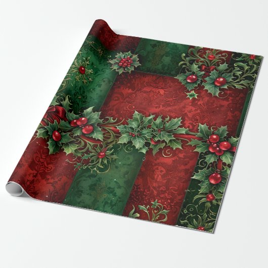 Gotisch kerstpapier cadeaupapier (Uitgerold)