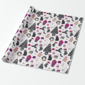 Gotisch kerstpapier cadeaupapier (Uitgerold)