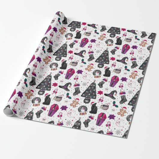 Gotisch kerstpapier cadeaupapier (Uitgerold)