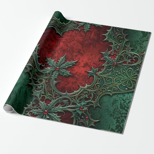 Gotisch kerstpapier cadeaupapier (Uitgerold)