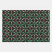 Gotisch kerstpatroon met rode en groene bloemen inpakpapier vel (Voorkant 3)
