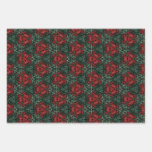 Gotisch kerstpatroon met rode en groene bloemen inpakpapier vel (Voorkant 2)