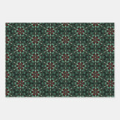 Gotisch kerstpatroon met rode en groene bloemen inpakpapier vel (Voorkant)