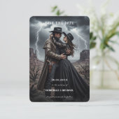 Gotisch Koppel Donkere Western Save The Date (Staand voorkant)