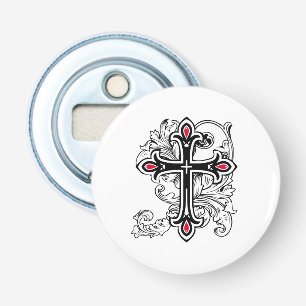 Gotisch kruis button flesopener