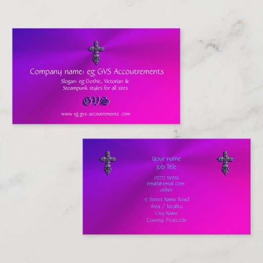 Gotisch kruis, in reliëf, met monogram visitekaartje (Voorkant / Achterkant)