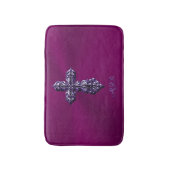 Gotisch kruis in reliëfdruk in Paars met monogram Badmat (Voorkant Verticaal)