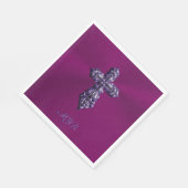 Gotisch kruis in reliëfdruk in Paars met monogram Servet (Hoek)