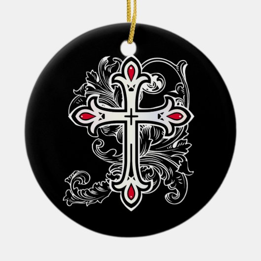 Gotisch kruis keramisch ornament (Voorkant)