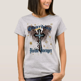 Gotisch Kruis met Wings Guardian Justitie en Duike T-shirt