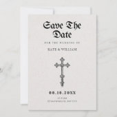 Gotisch kruis save the date (Voorkant)