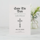 Gotisch kruis save the date (Staand voorkant)
