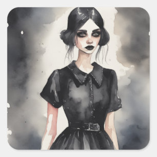 Gotisch LBD Jurk Illustratie Kunst Vierkante Sticker