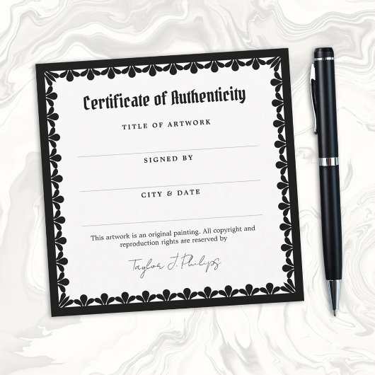 gotisch lettertype Certificaat van echtheid
