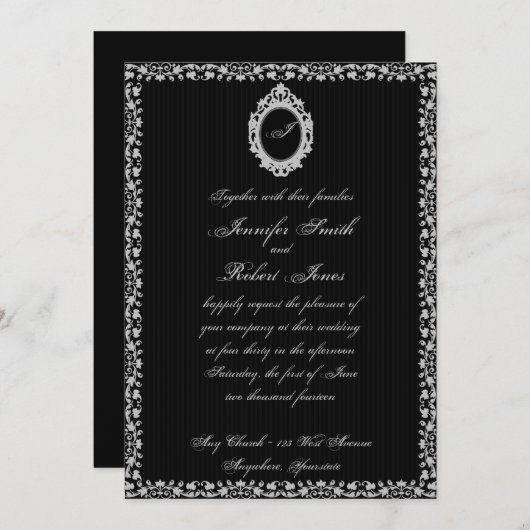 Gotisch Lijst Monogram bruiloft uitnodiging (Voorkant / Achterkant)