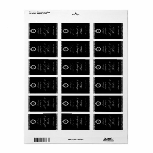 Gotisch Lijst Monogram Lipbalsem Etiket (Full Sheet)